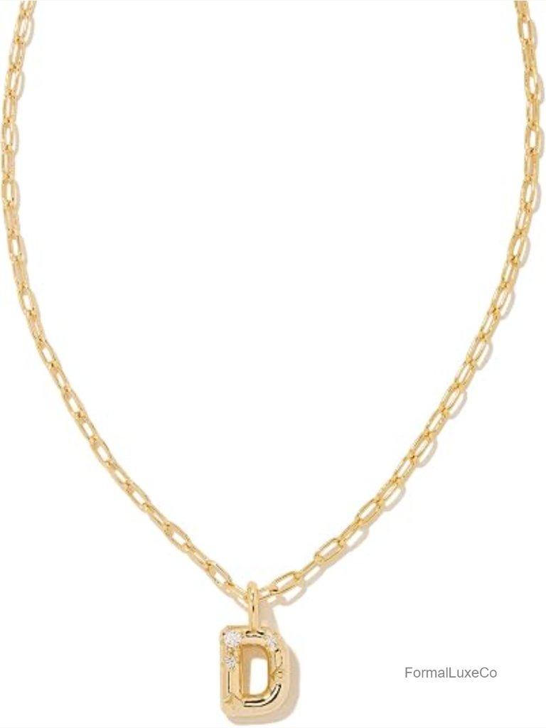 Initial Pendant Necklace With Cubic Zirconia Sparkle, 16" Chain